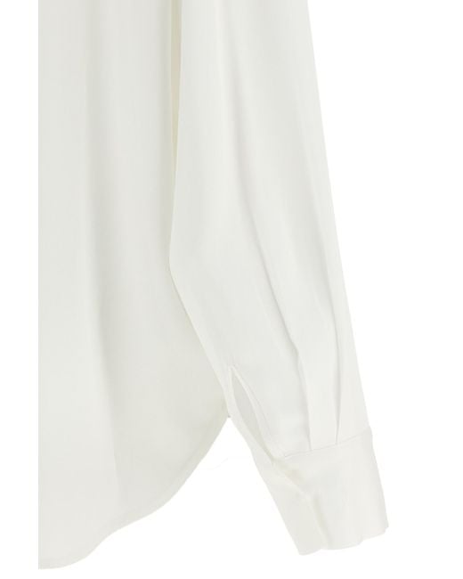 Nude White V-Neck Blouse
