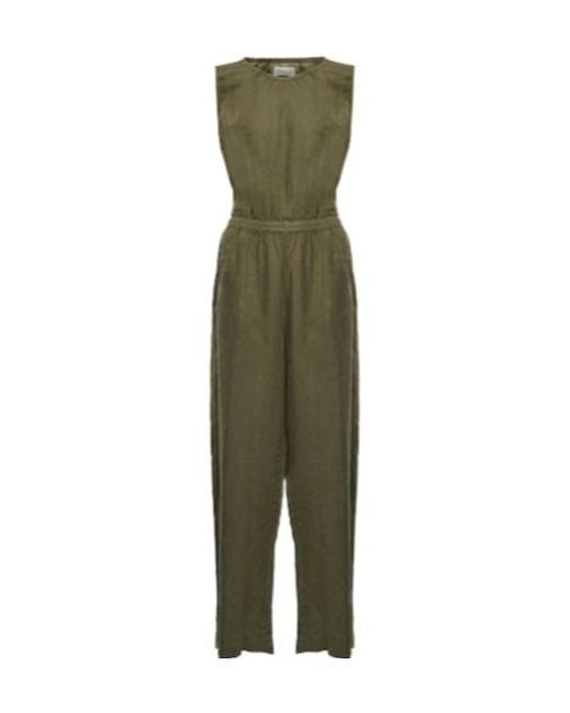 Velvet By Graham & Spencer Green Vivi Cutout Linen Jumpsuit