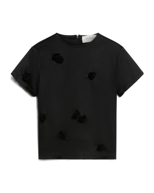 Sportmax Black Mendoza Floral Embellished Crewneck T-Shirt