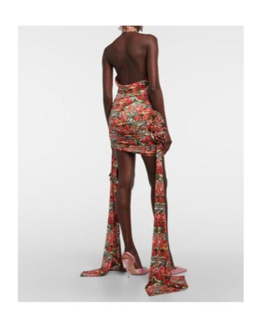 Magda Butrym Orange Floral Draped Miniskirt