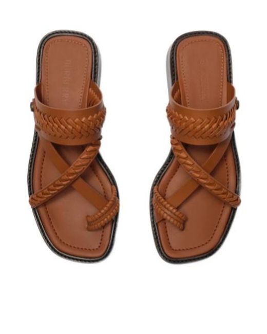 Burberry Brown Baez Whipstitch Flat Sandals