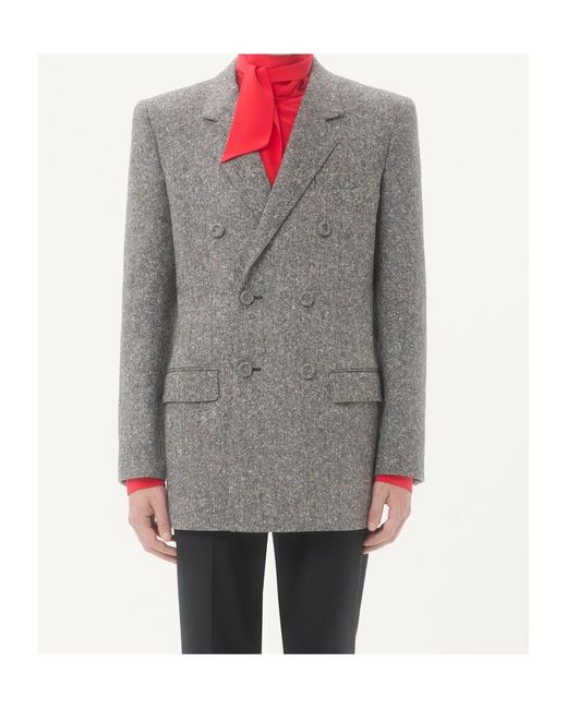 Valentino Gray Double-Breasted Long-Sleeved Blazer for men
