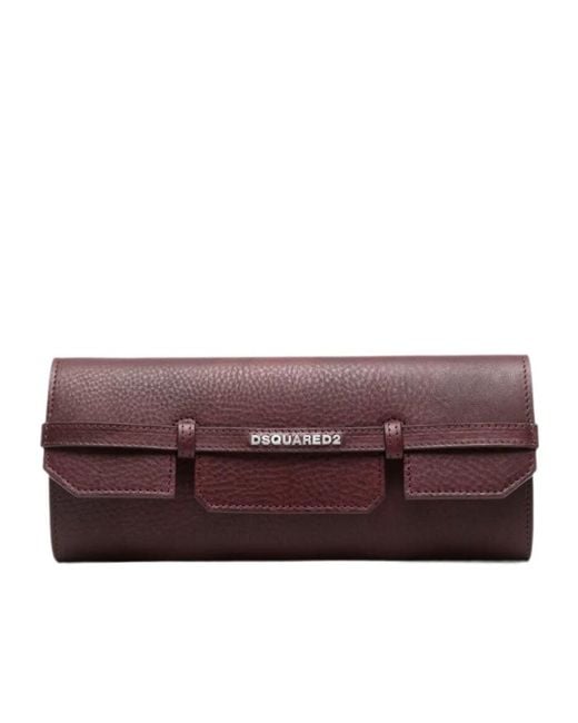 DSquared² Purple Logo-Appliqué Clutch Bag