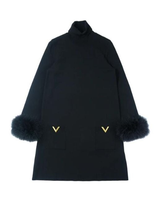 Valentino Blue Long-Sleeved Dress