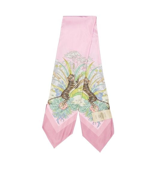 Gucci Pink Soft And Versatile Silk Scarf