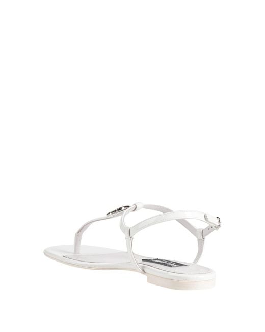 Dolce & Gabbana White Genuine Leather Patent Leather Sandals