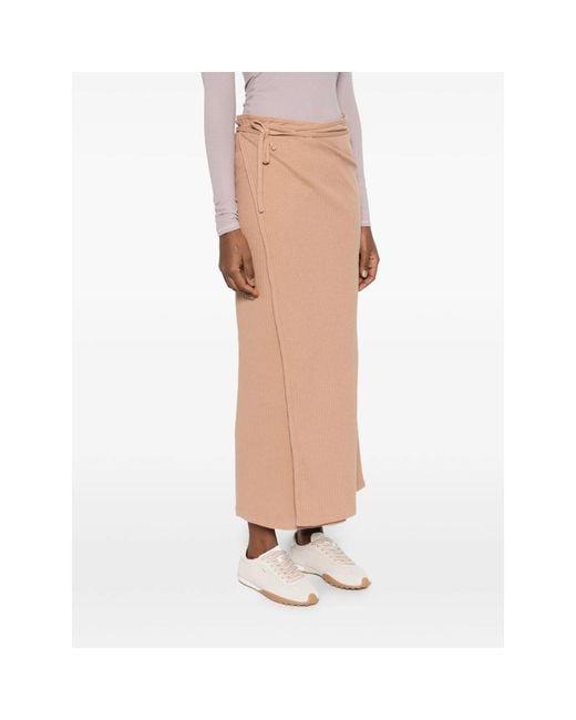 Baserange Natural Ribbed Knit Midi Skirt