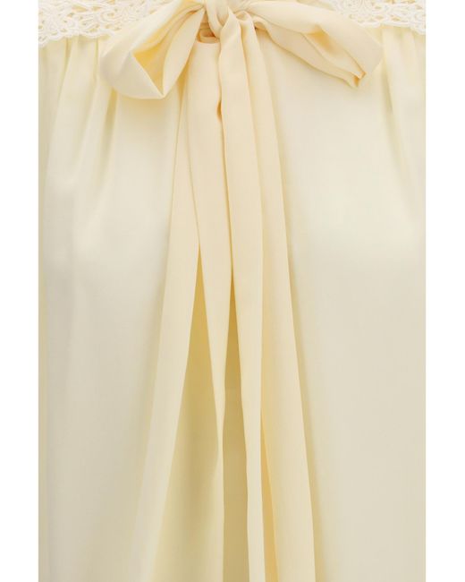 Chloé Natural Chloé Bow-Detailed Blouse