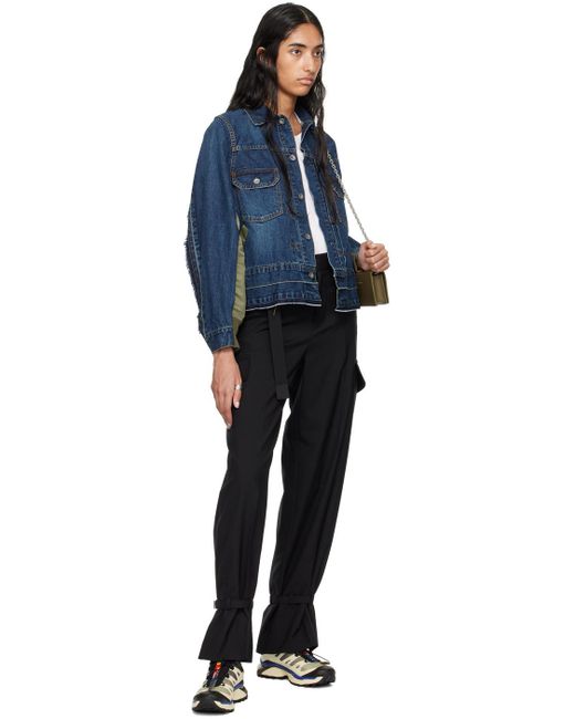 Sacai Black Straight-Leg Belted Cargo Pants