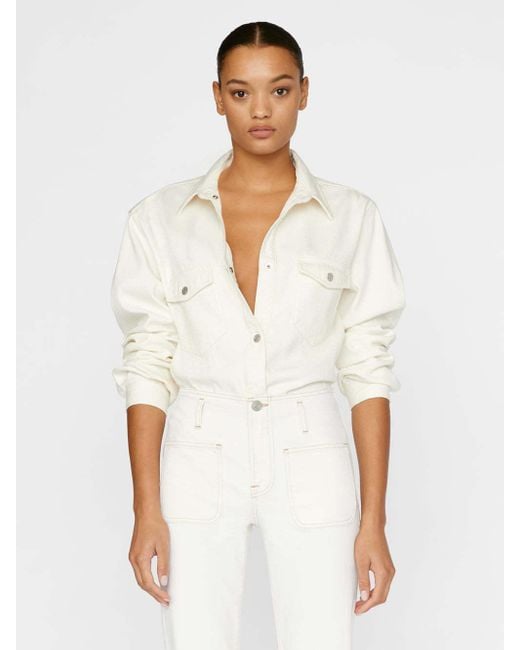 FRAME White Long-Sleeved Buttoned Shirt