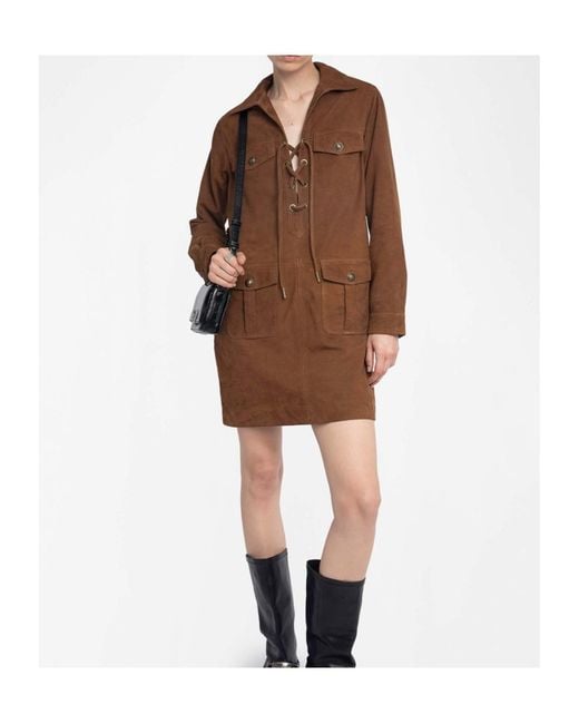 Zadig & Voltaire Brown Remacha Lace-Up Mini Dress