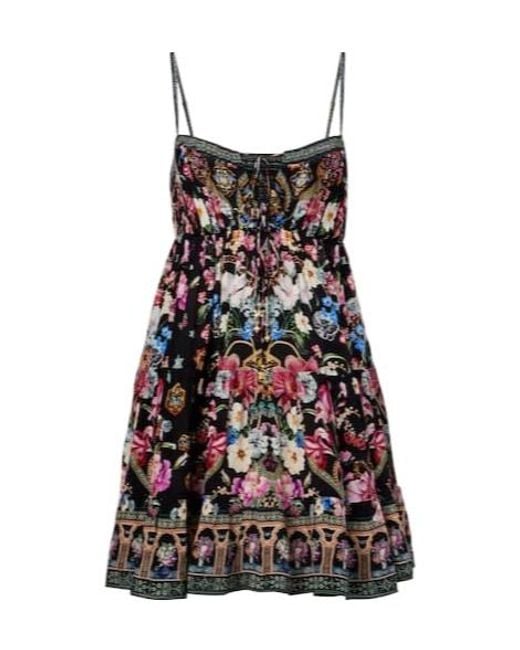 Camilla Black Crystal-Embellished Silk Minidress