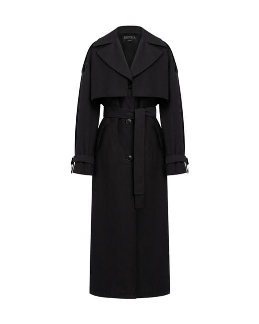 Dondup Black Long-Sleeved Trench Coat