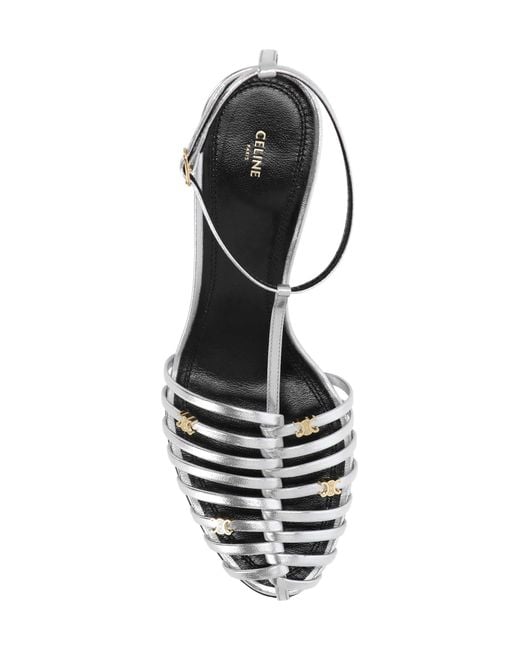 Céline White Cage Heeled Sandal