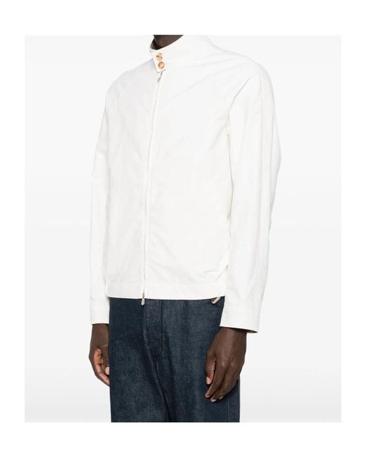 Brunello Cucinelli White Water-Resistant Gabardine Outerwear Jacket for men
