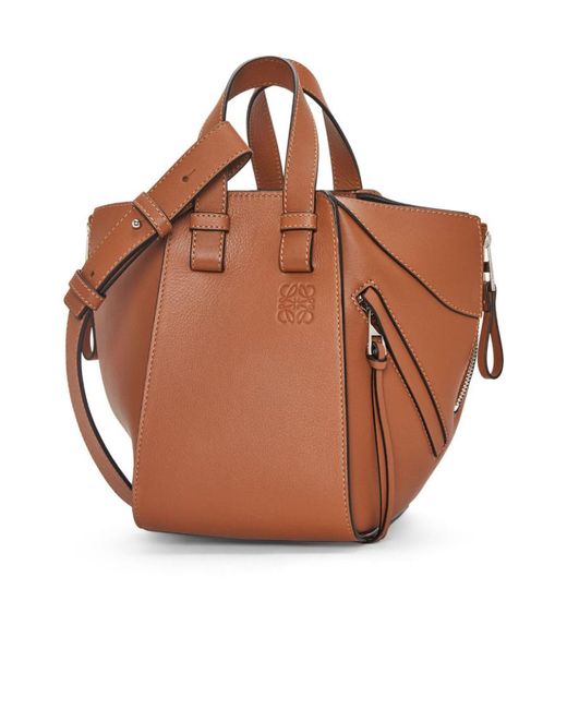 Loewe Brown Hammock Logo Embossed Shoulder Bag
