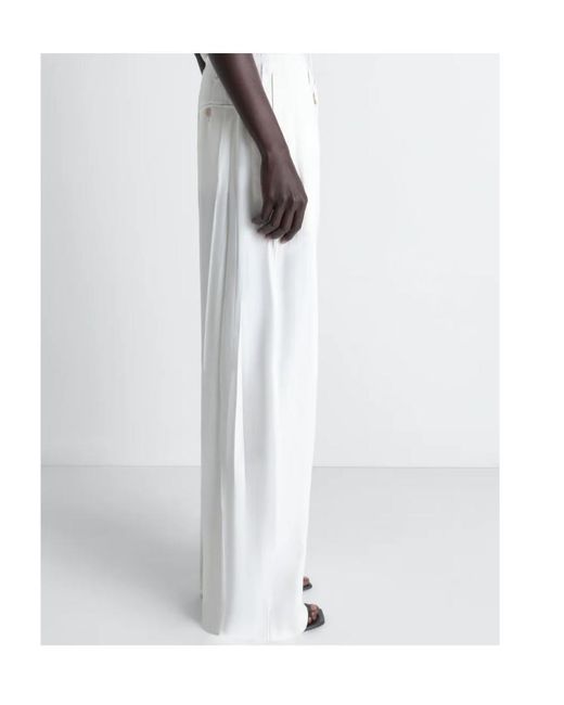 Lemaire White Crinkled Wide-Leg Pants