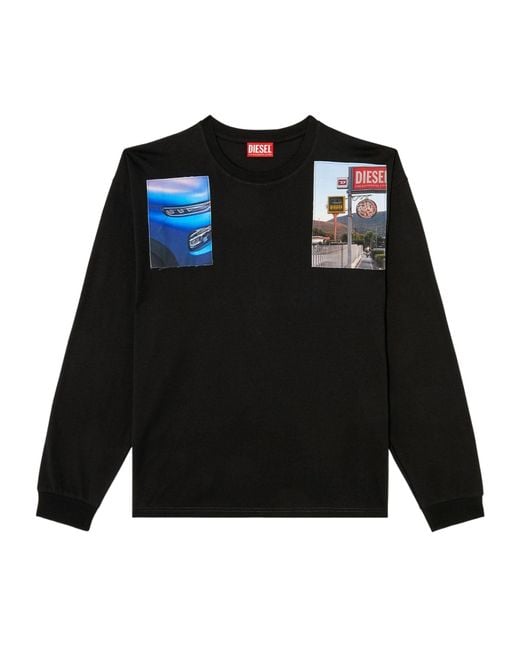 DIESEL Black T-Boxt-Ls-T5 Graphic-Print Long-Sleeve T-Shirt for men