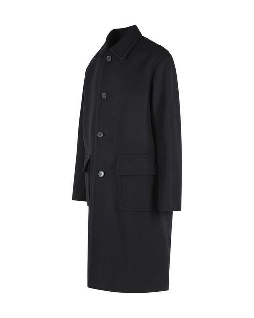 Dries Van Noten Black 'Randale' Wool Blend Coat for men