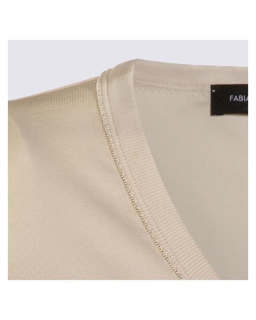 Fabiana Filippi Natural Scoop Neck Half-Sleeve T-Shirt