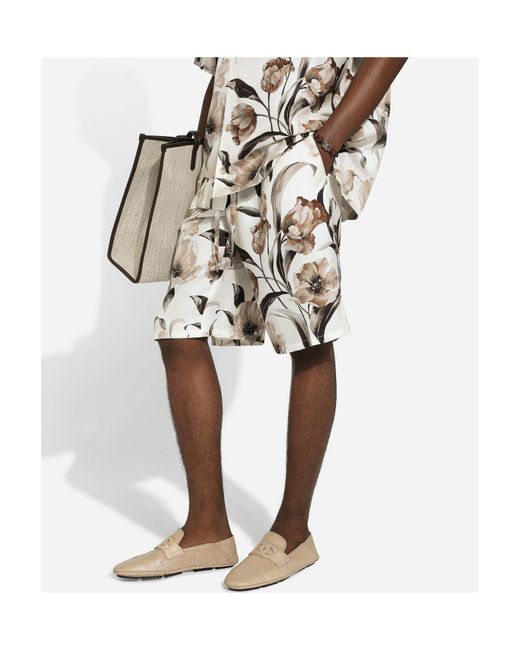 Dolce & Gabbana White Floral Printed Jogging Shorts for men