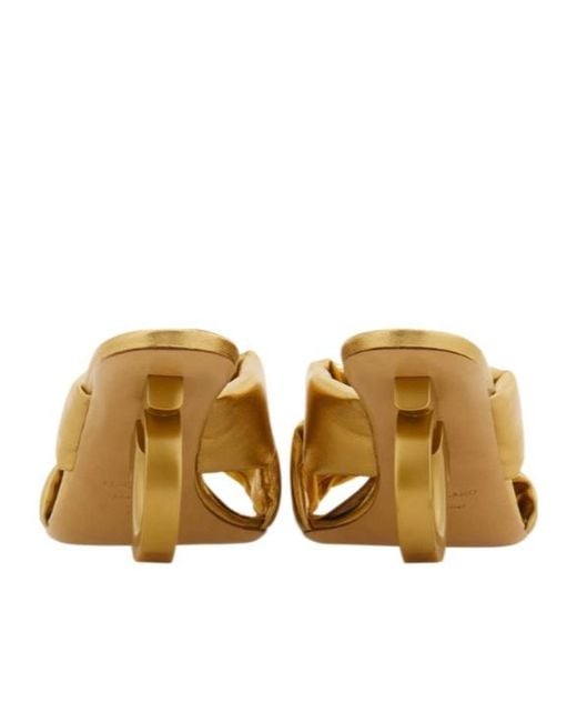 Ferragamo Metallic Padded Sandal With Gancini Heel