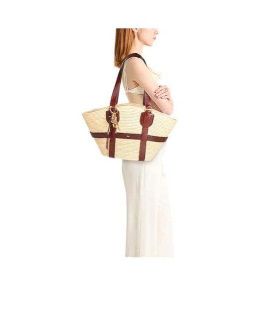 Chloé Pink Twotone Large Straw Handbag