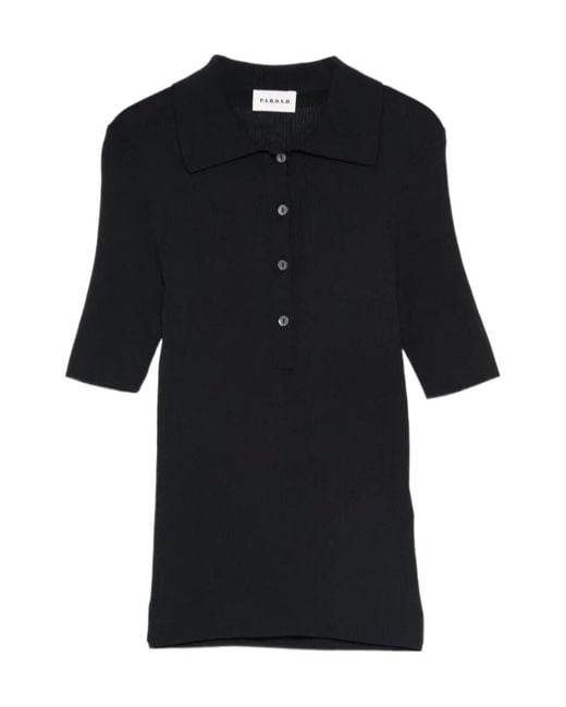 P.A.R.O.S.H. Black Cipria Polo Top
