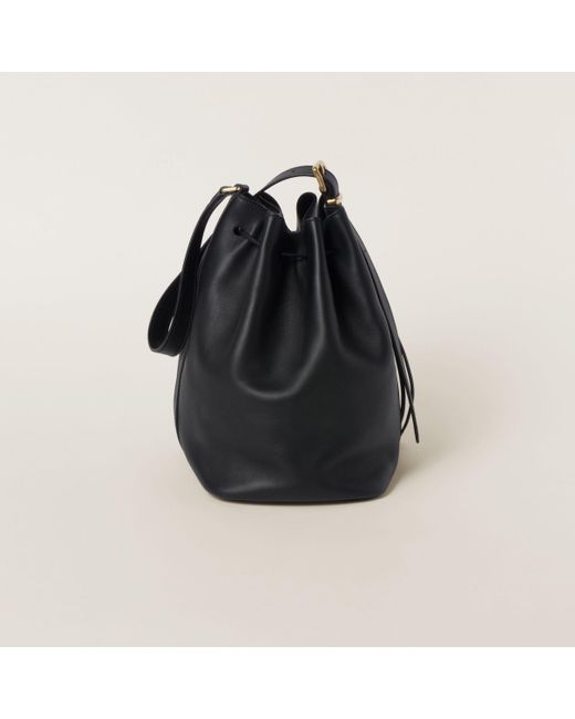 Miu Miu Black Leather Bucket Bag