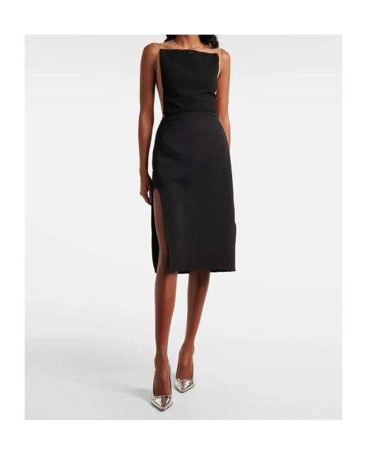 Courreges Black Wool-Blend Midi Skirt