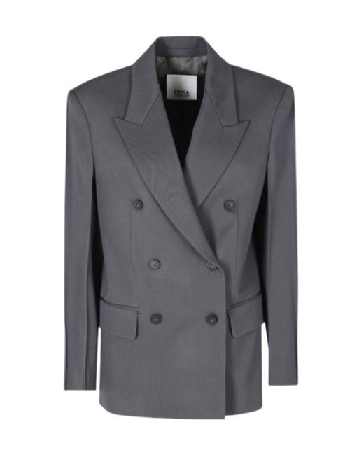 Erika Cavallini Semi Couture Gray Double-Breasted Blazer