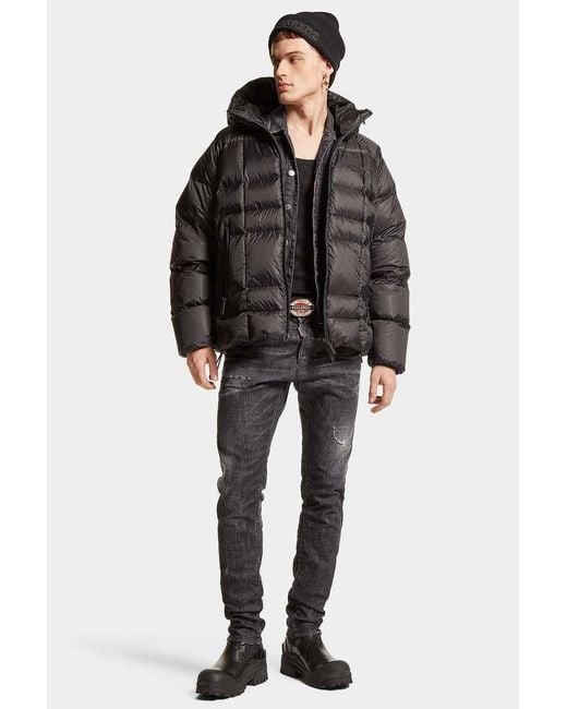 DSquared² Black Hooded Down Jacket for men
