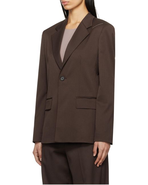 MM6 by Maison Margiela Brown Cut-Out Detailed Buttoned Blazer