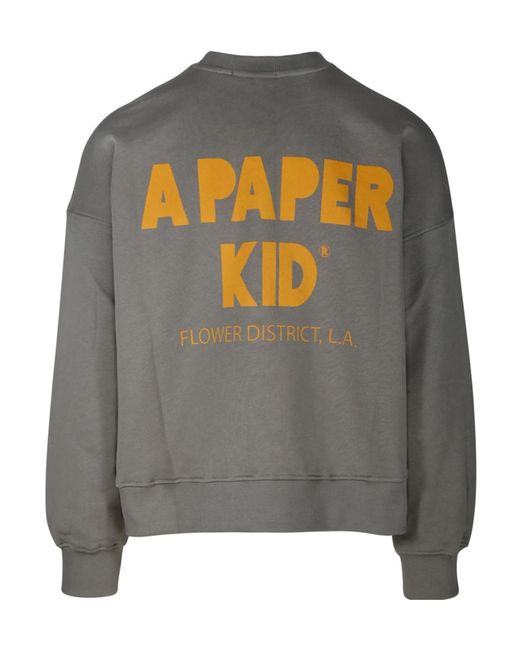 A PAPER KID Gray Logo-Print Cotton Sweatshirt for men