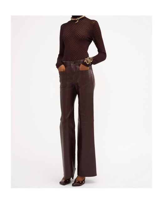 Chloé Brown Lace Knitted Slim Turtleneck Sweater