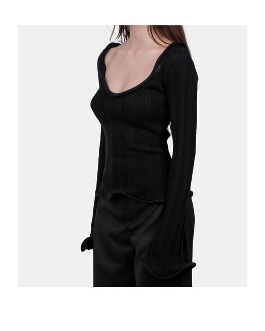 Séfr Black Séfr Giselle Wide Neck Knitted Top