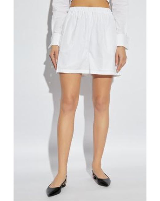 Max Mara White Cotton Poplin Shorts