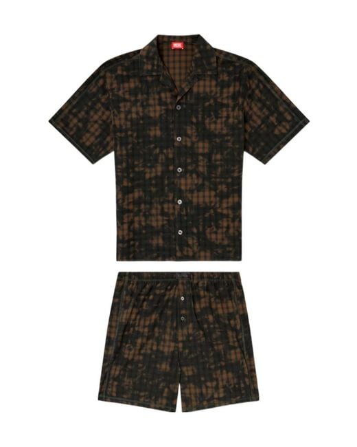 DIESEL Black Horien-Ult Patterned Pyjama Set for men
