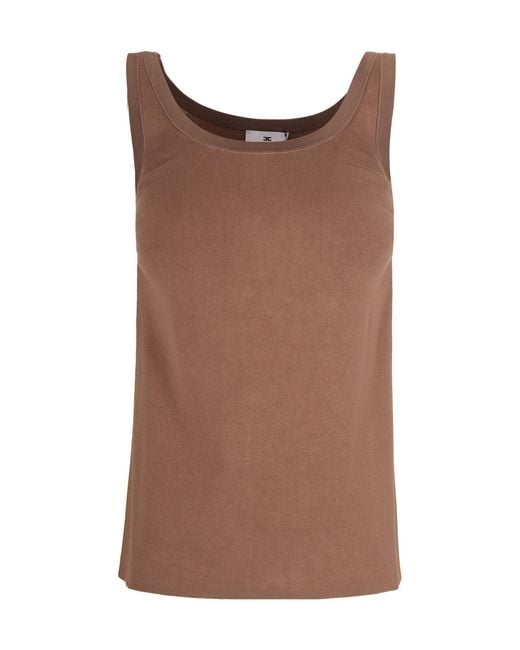 Elisabetta Franchi Brown Button Detailed Knit Top