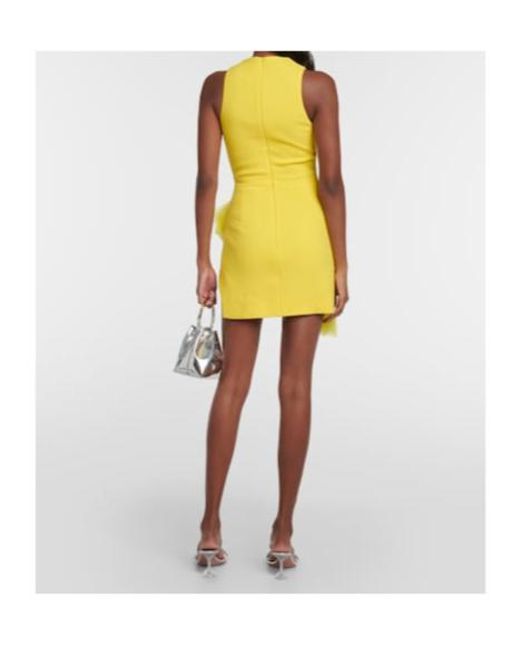 David Koma Yellow Ruffled Virgin Wool Crepe Minidress