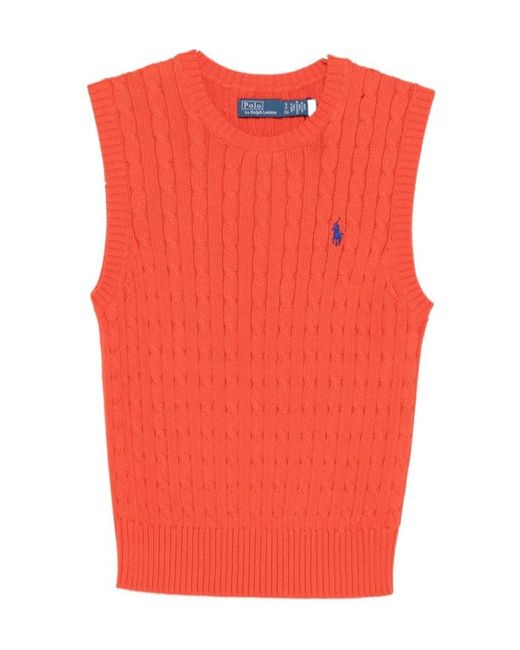 Ralph Lauren Red Polo Crewneck Braided Vest