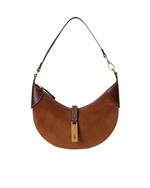 Polo Ralph Lauren Brown Polo Pony Detailed Zipped Shoulder Bag