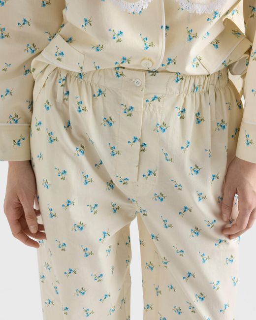 Prada White Floral Print Old Canvas Pants