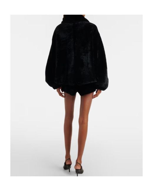 Nour Hammour Black Leontine Shearling Shorts