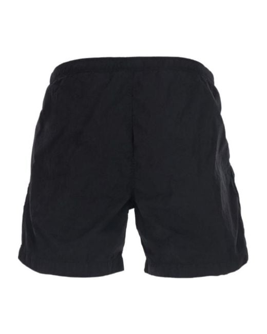 C P Company Blue Swim Trunks With A Logo Patch for men