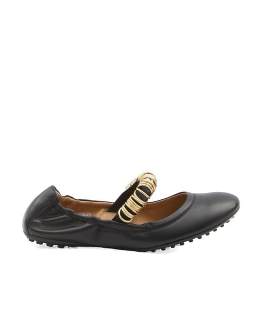 Tod's Brown Ring Embellished Ballerinas