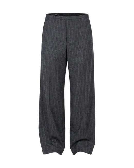 Gucci Gray Pinstripe Wool Pants