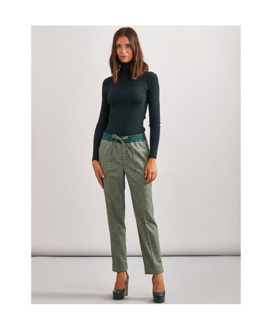 P.A.R.O.S.H. Green Fine-Check Tapered Cropped Trousers