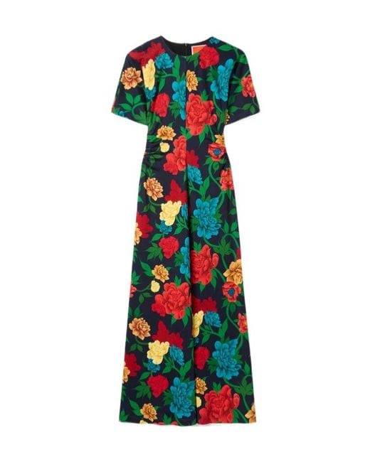 LaDoubleJ Green Floral Ruched Dress