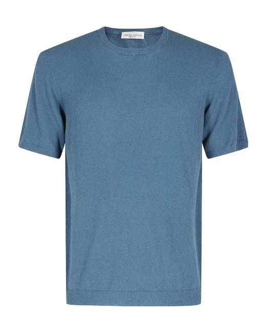 Roberto Collina Blue Sponge-Effect Cotton T-Shirt for men